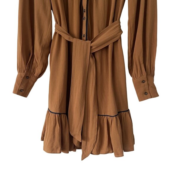 Free People XS Luck Of The Draw Western Dress Button-Down Ruffle Mini - Picture 6 of 11